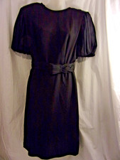 Vintage Mignon Black Silk Blend  Ribbon Top  Back & Sleeve  Dress 10 Lovely picture
