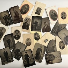 Antique Tintype Photograph Handsome Victorian Young & Mature Men Lot Of 24 picture