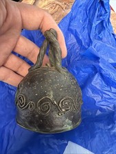 Antique West African Lost-Wax Cast Bronze Bell - Spiral Filigree Design picture