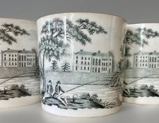 Set of 3 Georgian English Pearlware Grisaille  Coffee Cans c.1785–1798 picture