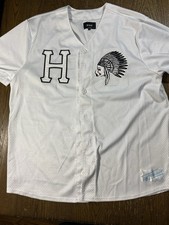 HUF Worldwide Baseball Jersey Mens Large White Mesh Stitched Chief Patch #86 picture