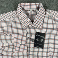 State And Liberty Shirt Mens Large Windowpane Check Blue Red Stretch NEW picture