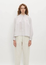 Danton Band Collar Striped Cotton Shirt 38 picture