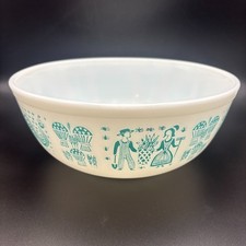 Vintage Pyrex 404 Turquoise Blue Amish Butterprint 4qt Mixing Serving Bowl picture