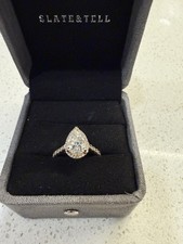 2 CT Pear Lab Diamond & .41 CTW LAB Diamond Pavé Halo Engagement Ring14K Gold picture