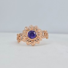 Bomb Party Floral inspired design feat created light amethyst ring Size 8 Womens picture