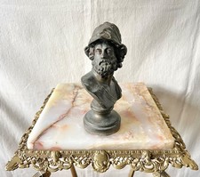 Antique French LSF Menelaus Ajax Spelter Bust c. 1855–1880 Greek Warrior picture