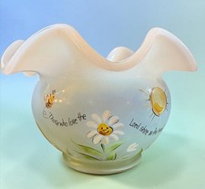 Vintage FENTON Art Glass French Opalescent Rose & Candle Bowl Inspirations Serie picture