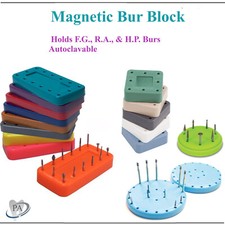 Dental Bur Block Magnetic Lab Holder Station Holds 14 Burs, 7/8 Burs,  FG, HP RA picture