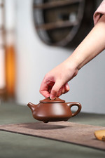 Chinese Traditional Matte Brown Ceramic Tea Pot w/ Lid, Solid, 1 Cup picture
