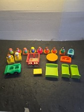 VTG Lot of 29 Pcs Fisher Price Little People Figures Furniture Vehicles 70s  picture