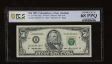 DBR 1993 $50 Cleveland STAR Fr. 2125-D* SuperGem PCGS-B 68 PPQ Serial D00508126* picture