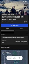 SLAYER - November 14th, 2026 KIA FORUM - 1 POSTMORTEM Ticket GA - SOLD OUT SHOW picture