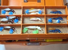 Vintage Old Pal 105 Three-Tray Tackle Box With Large Collection Of Fishing Lures picture