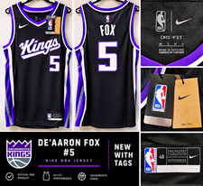 Nike De'Aaron Fox #5 Sacramento Kings NBA Jersey Black Men's L 48 NWT picture