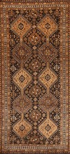Vintage Tribal Geometric Qashqai Runner Rug 4x9 Wool Hand-knotted Hallway Carpet picture