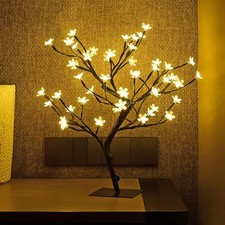 Elegant Cherry Blossom Bonsai Night Light with Warm LED Glow picture