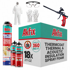 Akfix Thermcoat Spray Foam Insulation Kit Closed Cell Fire Rated 360 Sq Ft 18 pk picture