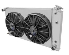 1968-73 Chevy Chevelle All Aluminum 2 Row KR Champion Radiator Fan Shroud Combo picture