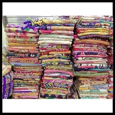 Indian Vintage Kantha Quilt Reversible Cotton Bedspread for Summer Decor picture