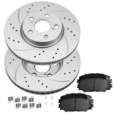 10.83 Front Drilled Slotted Brake Rotors Pads Toyota Corolla Matrix 2009-2019 picture