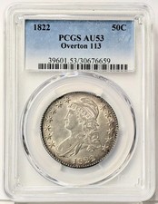 1822 Capped Bust Half Dollars PCGS AU-53 O-113 picture