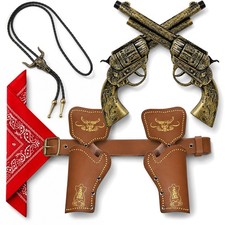 7pc's Western Cowboy Guns with Holsters Belt Necklace & Bandana Sheriff Costume picture