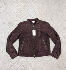 Reiss Jacket Womens 8 Purple Bordeaux Dawn Suede Goat Leather Biker Slim Fit picture