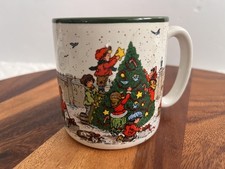 Vintage 1989 Potpourri Press Ragamuffins Christmas Tree Ceramic Coffee Cup Mug  picture