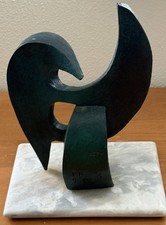 Modernist Abstract Sculpture Cast Bronze Hand Finished Signed “PB 1/1” 14lbs picture