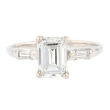 GIA 1.81ctw Emerald Cut Diamond with Accents Engagement Ring Platinum Size 6.75 picture