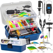 413Pcs Fishing Lures Kit 3 Layers Tackle Box with Tackle Fishing Gear Kit Bass picture