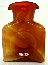 Blenko Glass Water Bottle 384 - Experimental Tangerine Swirl picture