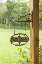 Cast Iron Hanging Welcome Sign Outdoor Wall Decor Rustic Vintage Style picture