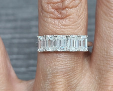 DEAL 2.00CTW LAB CREATED 5EMERALD CUT DIAMONDS RING 14K GOLD EGL CERTIFIED picture