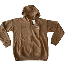 Abercrombie Kids Full Zip Hoodie Size 13/14 Brown Relaxed Fit Stretch Patch Logo picture