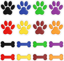 72 Pcs Paw Print Cutouts Dog Bone Stickers Classroom Decor, Colorful picture