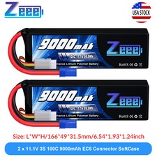 2pcs Zeee 3S LiPo Battery 11.1V 100C 9000mAh EC5 SoftCase for RC Car Truck Tank picture