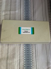 Vintage DYMO Deluxe Tapewriter Kit 1550 Label Maker Embosser Case Wheels Tape picture