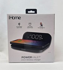 iHome PowerValet 2-in-1 Wireless Charger Qi Alarm Clock USB New Sealed picture