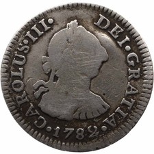 1782 Mo FM Half Real Mexico Coin Carlos III Silver (MO4321-) picture