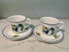 Pair (2) Villeroy & Boch Country Collection Cottage Demitasse Cup & Saucer Sets picture