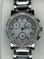 Bulova Diamond Bezel Women’s Mother of Pearl Dial Chronograph/Date Quartz Watch picture