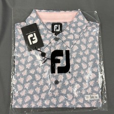 FootJoy Golf Shirt Polo Shadow Palm Print Large Graphite Quartz NWT MSRP $95 picture