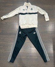 Real Madrid Adidas Tracksuit Jacket Pants Set Cream Green Men’s picture