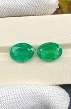 Natural Emerald Green Ethiopian Oval Pair Loose Gemstones 15.07 Carats picture