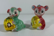1950s PY Honey Bears Anthropomorphic Salt & Pepper Shakers W/Honey Pot  Japan 3