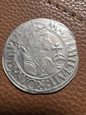 1516 Maximilan Silver Batzen Coin Holy Roman Empire Denarius Very Fine picture