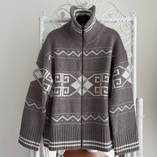 Reformation Sweater Jacket  XL Mariposa 100% Merino Wool Nordic Icelandic Zip picture