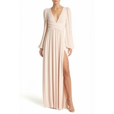 Lulus Enchant My Love Dress XS Blush Pink VNeck Ruched Maxi Dress Elegant Formal picture